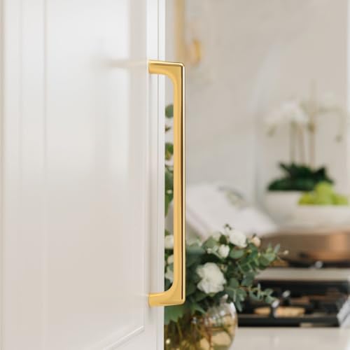 YAGU Modern Cabinet Pulls 10 Pack Bright Gold 75 Inch Hole Center Kitchen Drawer Handles Polished Brass Zinc Alloy Furniture Hardware for Cupboard Dresser Closet - Image 3
