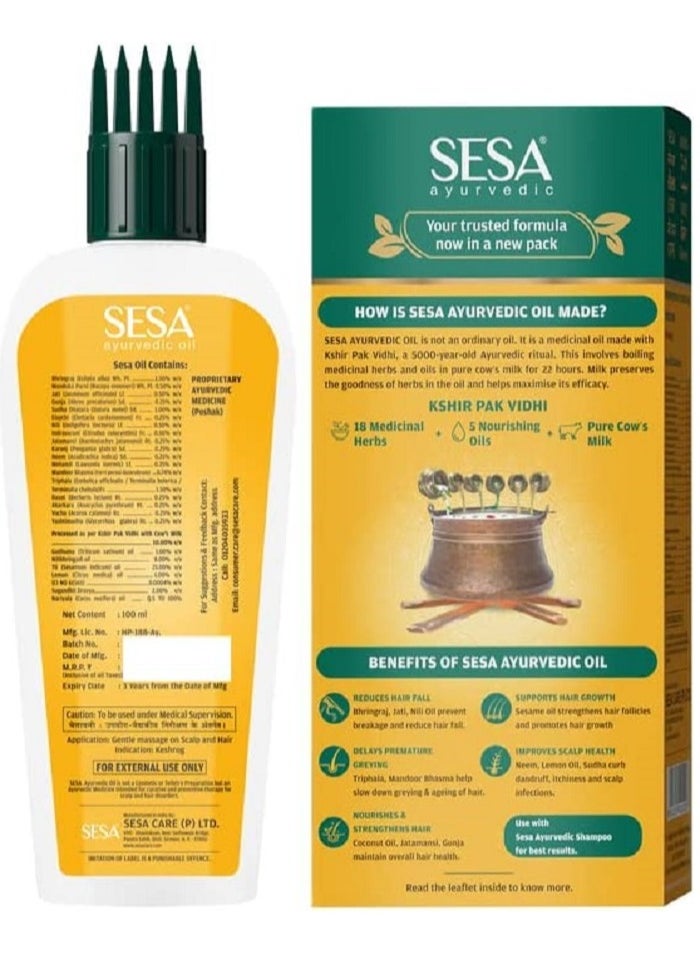 Sesa - Oil for Hair Fall and Hair Growth, Bhringraj 17 Herbs 5 Oils, Kshir Pak Vidhi, NO Mineral Oil, 100 ml - Image 1