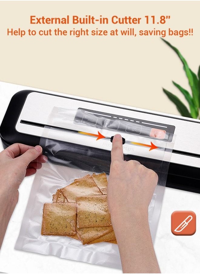 INKBIRD - INKBIRD Vacuum Sealer Machine with New PULSE Function Automatic Sealing for Food Preservation Dry & Moist Sealing Modes Built-in Cutter Starter Kit Stainless Steel Panel Compact Design - Image 1