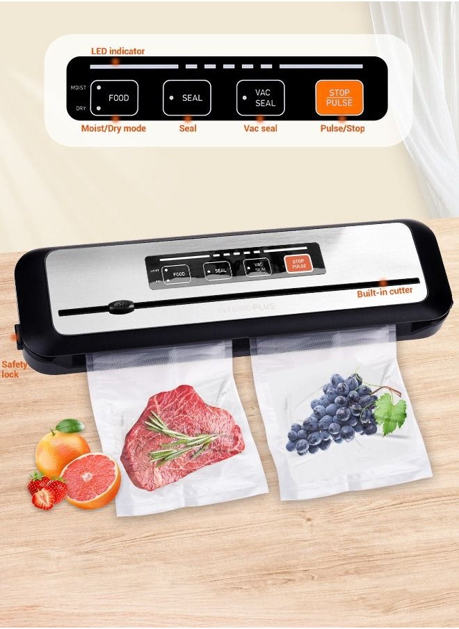 INKBIRD - INKBIRD Vacuum Sealer Machine with New PULSE Function Automatic Sealing for Food Preservation Dry & Moist Sealing Modes Built-in Cutter Starter Kit Stainless Steel Panel Compact Design - Image 1