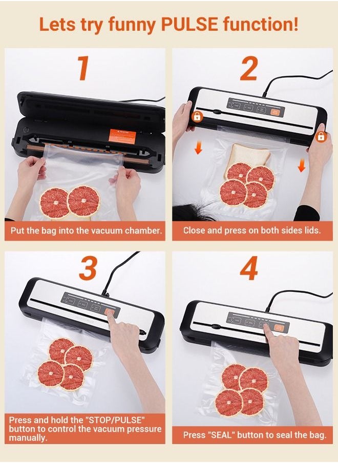 INKBIRD - INKBIRD Vacuum Sealer Machine with New PULSE Function Automatic Sealing for Food Preservation Dry & Moist Sealing Modes Built-in Cutter Starter Kit Stainless Steel Panel Compact Design - Image 1