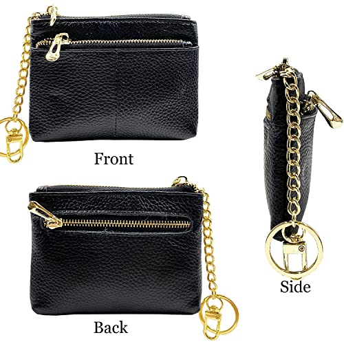Beurlike Womens RFID Coin Purse Change Wallet Small Leather Card Holder Keychain (black) - Image 3