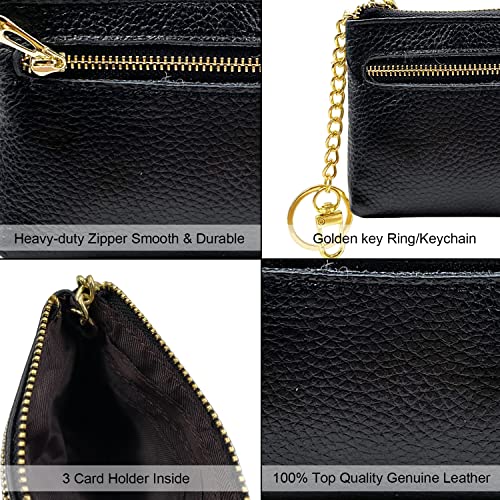 Beurlike Womens RFID Coin Purse Change Wallet Small Leather Card Holder Keychain (black) - Image 4
