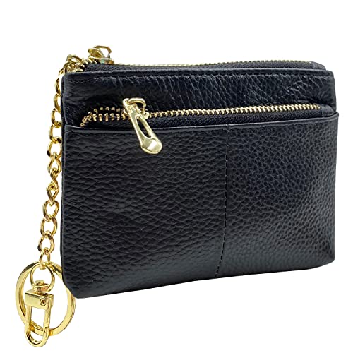 Beurlike Womens RFID Coin Purse Change Wallet Small Leather Card Holder Keychain (black) - Image 1