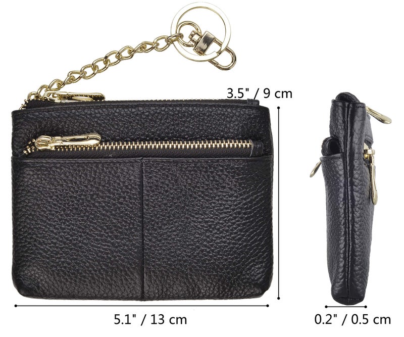 Beurlike Womens RFID Coin Purse Change Wallet Small Leather Card Holder Keychain (black) - Image 5