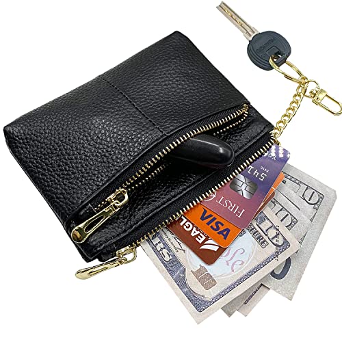 Beurlike Womens RFID Coin Purse Change Wallet Small Leather Card Holder Keychain (black) - Image 2