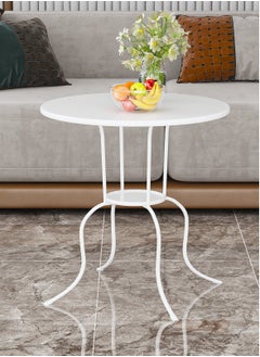 Metal side table with storage 2 layers outdoor modern small easy to assemble