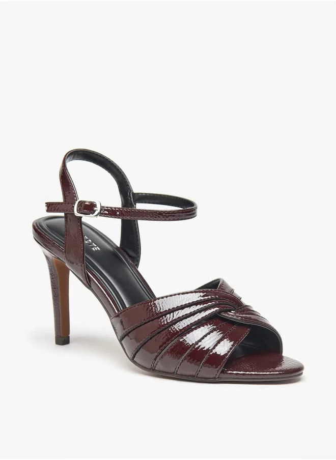 سيليست Womens Textured Sandals with Stiletto Heels and Buckle Closure