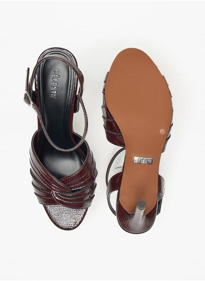 Celeste - Womens Textured Sandals with Stiletto Heels and Buckle Closure - Image 1
