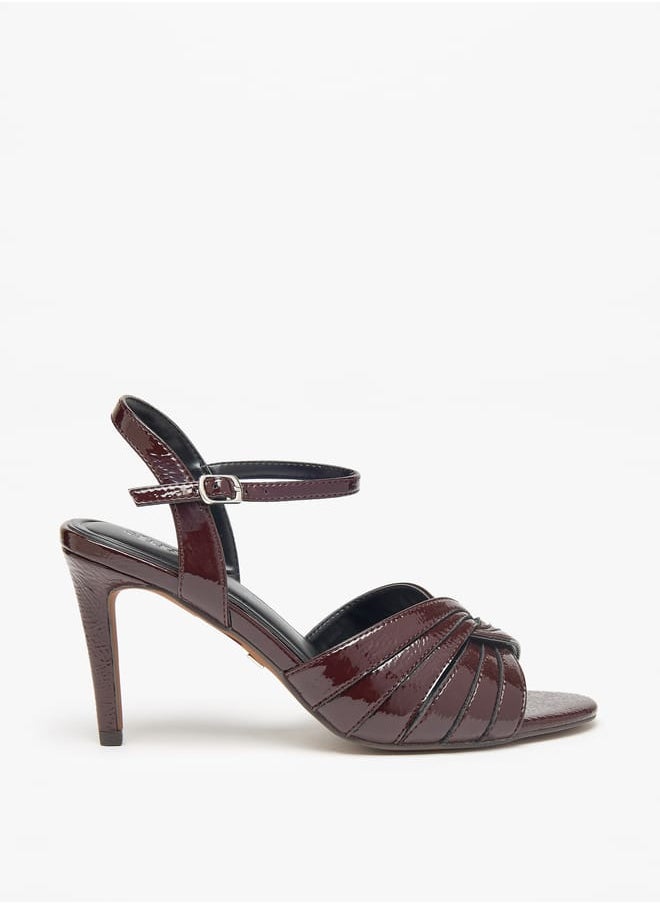 Celeste - Womens Textured Sandals with Stiletto Heels and Buckle Closure - Image 1