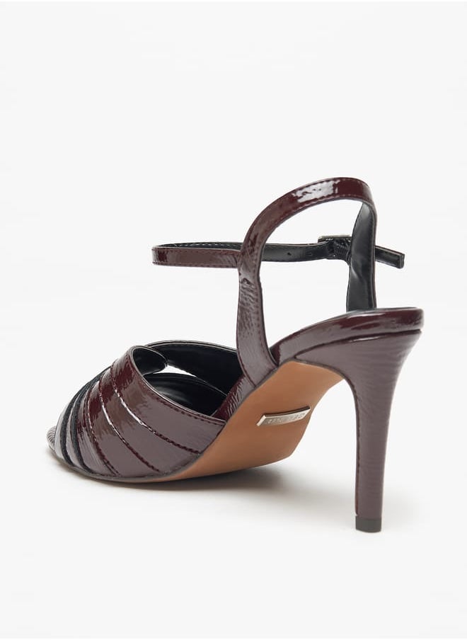 Celeste - Womens Textured Sandals with Stiletto Heels and Buckle Closure - Image 1