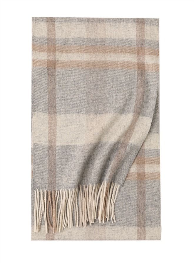 Loquat Warm Long Cashmere Check Scarf Multicolour 