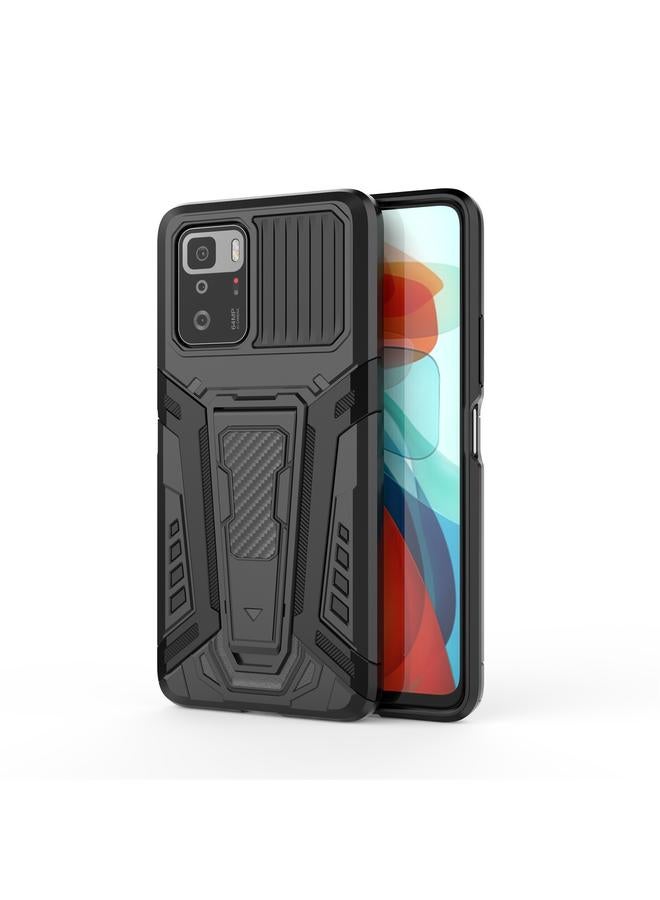 The Bros Case For Xiaomi Redmi Note 10 Pro 5G War Chariot Series Armor All-inclusive Shockproof PC + TPU Protective Case with Invisible Holder