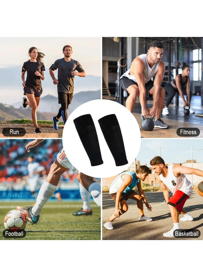 FAYET Football Grip Socks & Shin Guard Set, Non-Slip Soccer Grip Socks for Men, Adjustable Achilles Compression Ankle Straps, Lightweight Kids Shin Pads , Pre-Cut Soccer Sock Sleeves, Black - Image 5