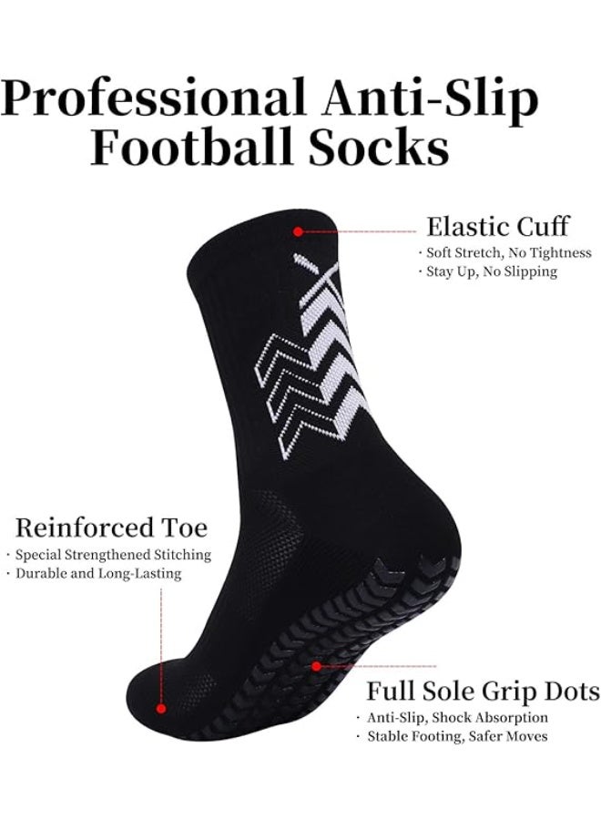 FAYET Football Grip Socks & Shin Guard Set, Non-Slip Soccer Grip Socks for Men, Adjustable Achilles Compression Ankle Straps, Lightweight Kids Shin Pads , Pre-Cut Soccer Sock Sleeves, Black - Image 3
