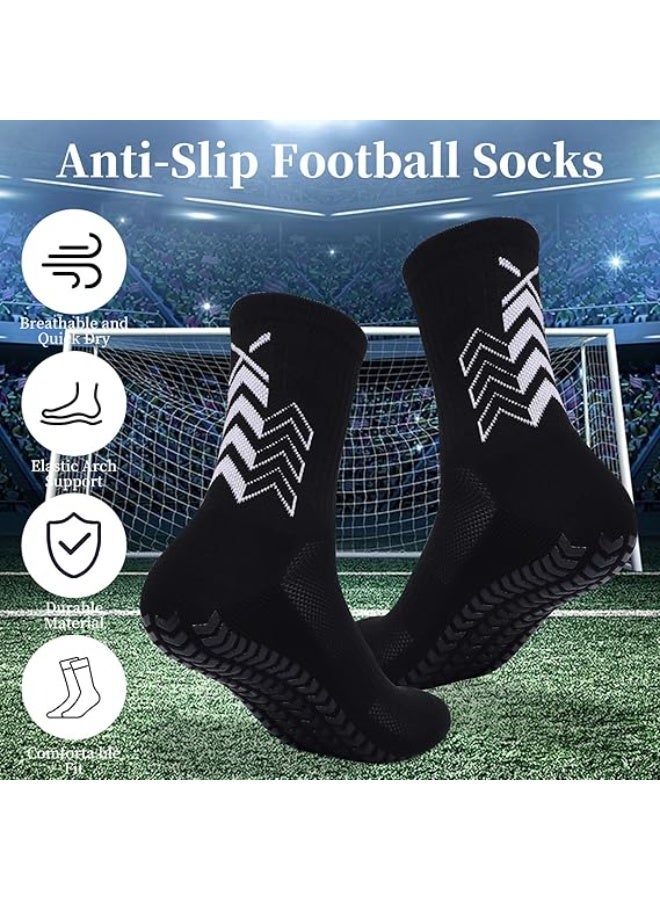 FAYET Football Grip Socks & Shin Guard Set, Non-Slip Soccer Grip Socks for Men, Adjustable Achilles Compression Ankle Straps, Lightweight Kids Shin Pads , Pre-Cut Soccer Sock Sleeves, Black - Image 2