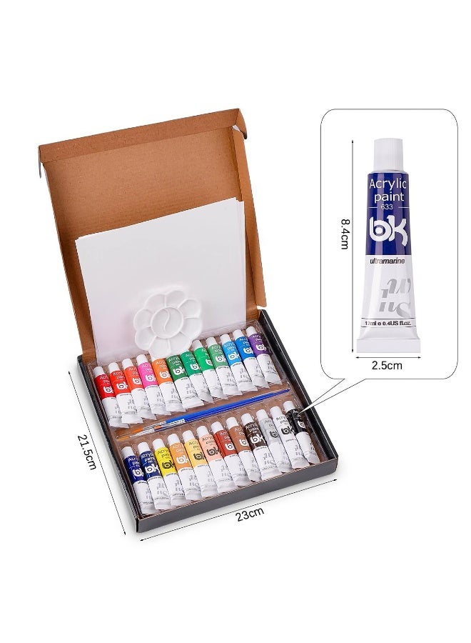 THE PRO BRO Acrylic Paint Set, 24 Vivid Colors (12ml) – Non-Toxic Rich Pigment Paints for Canvas, Wood, Rock & Ceramic – Art Supplies for Kids, Students & Professional Artists - Image 3