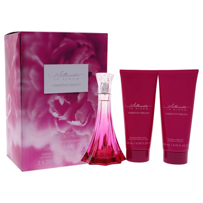 Christian Siriano Silhouette In Bloom for Women  3 Pc Gift Set 34oz EDP Spray 67oz Perfumed Body Lotion 67oz Perfumed Shower Gel