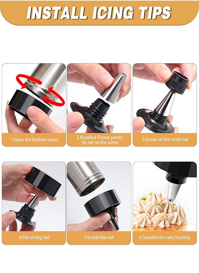 Sweet Life Cookie Press, Stainless Steel Spritz Cookie Pres with 13 Discs & 8 Nozzles for Home DIY Biscuit & Cake Decorating, Cookie Press Set for Baking, Black  - Image 4