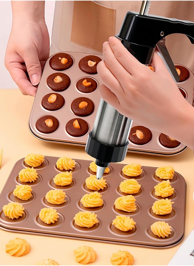 Sweet Life Cookie Press, Stainless Steel Spritz Cookie Pres with 13 Discs & 8 Nozzles for Home DIY Biscuit & Cake Decorating, Cookie Press Set for Baking, Black  - Image 3