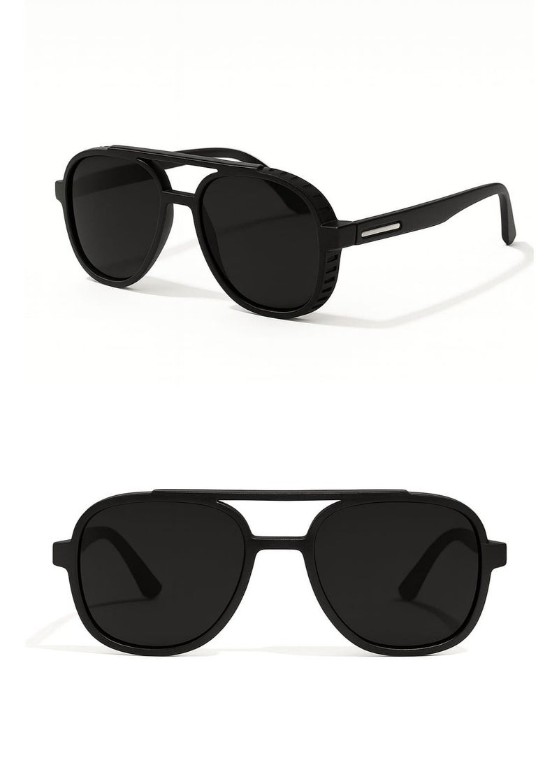 RETRO Men's Classic Aviator Sunglasses – Black Frame with Dark Lenses, UV400 Protection, Lightweight Metal Design for Everyday Style - Image 1