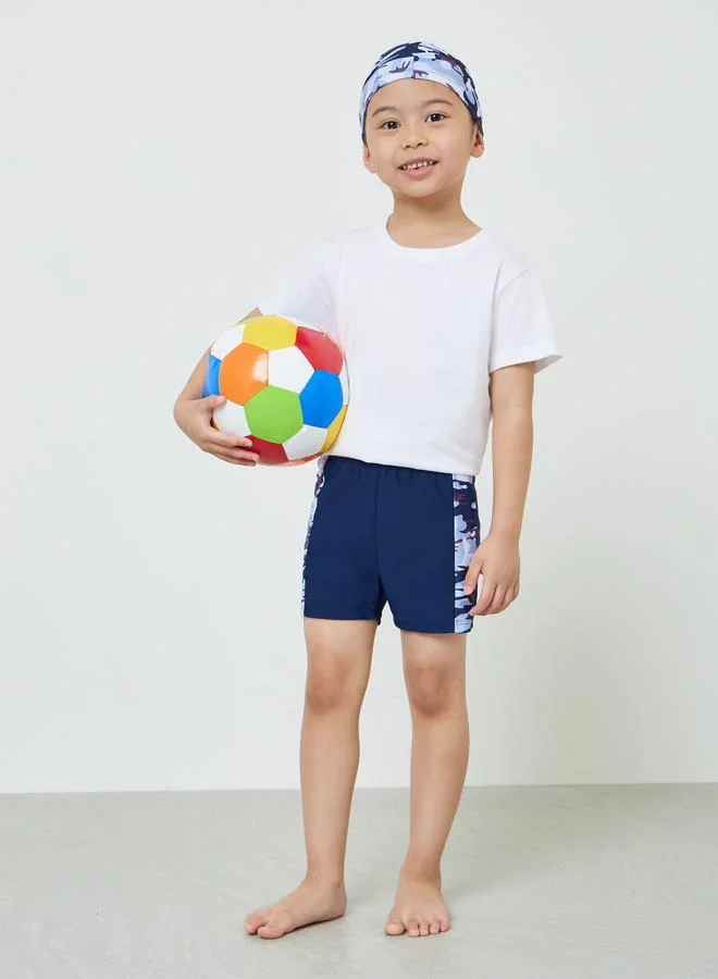 Styli Boys Printed Swim Shorts and Cap Set