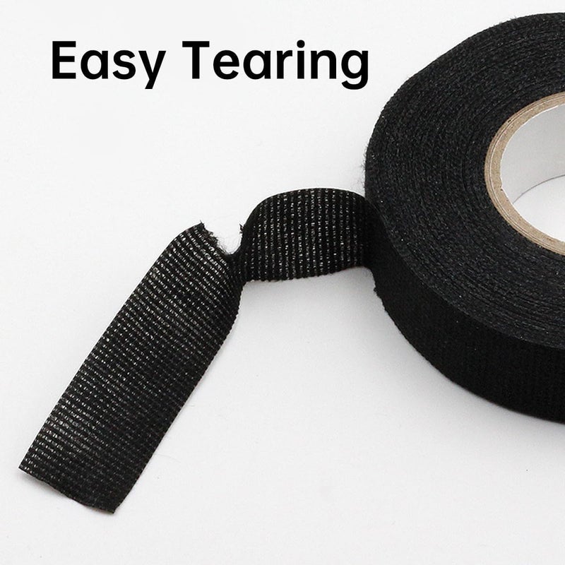 ECVV 2 Rolls Automotive Wire Harness Tape,15 Meter Electrical Insulation Black Self-Adhesive Fabric Noise Reduction Wrap Cord Cloth, High Temp Wiring Loom Protect Fix Cable - Image 5