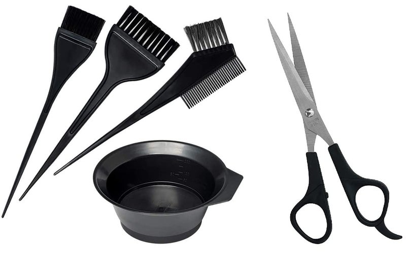 VEDETIC® Hair Dye Brush 3pcs and Bowl Set Hair Coloring Kit with Hair Cutting Scissor(4 Pcs Bowl Set+Scissor) - Image 1