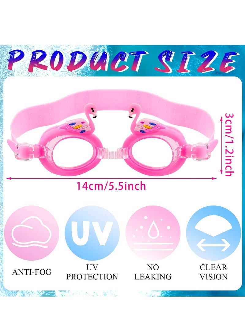 Excefore Swimming Goggles for Kid, 2 Pcs Soft Silicone Anti Fog Leakproof Carton Goggles with Clear Vision, Adjustable Head Strap & Wide View, No Leaking UV Protection Lenses for 3-9 Years Old Girls Boys - Image 3