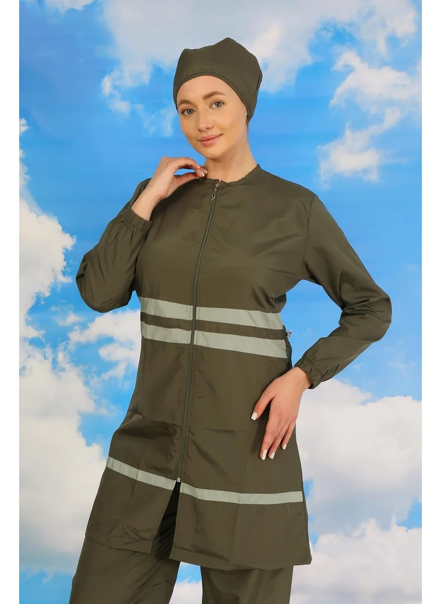اكبينيز Women's Full Hijab Swimsuit Khaki 31061