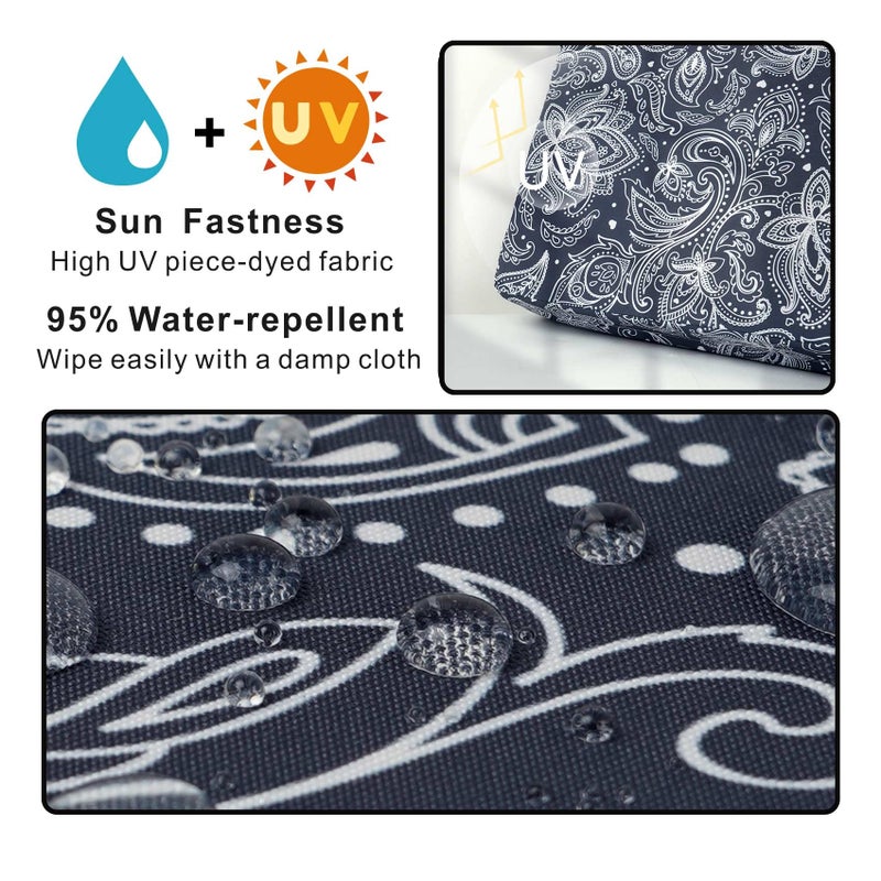 NettyPro Outdoor Cushion Covers for Patio Furniture 4 Pack UV Resistant Water Repellent Patio Chair Seat Cushion Slipcovers, 20 x 18 x 4 Inch, Replacement Cover Only, Slate Grey Paisley - Image 2