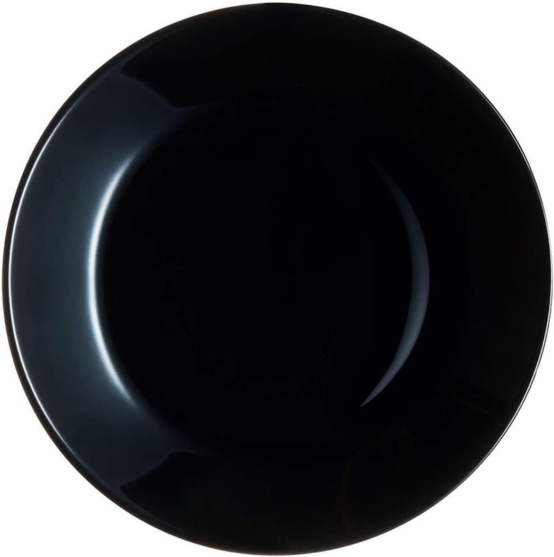 6 Piece Round Glass Plates Set for Desserts, Salads, Appetizers, Dia 18cm, Dishwasher & Microwave Safe, Black - Image 1
