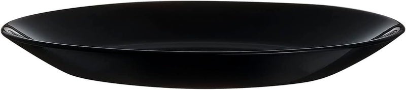 6 Piece Round Glass Plates Set for Desserts, Salads, Appetizers, Dia 18cm, Dishwasher & Microwave Safe, Black - Image 2