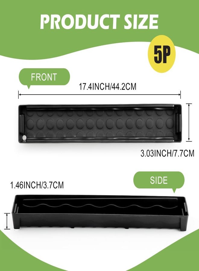 RooTrimmer 5 Pack Plastic Plant Saucer (17"x3"x1.5"), Rectangular Window Sill Plant Pot Trays with Removable Drainage Hole, Thick Windowsill Saucer Tray for 2.8 inch (7CM) Flower Nursery Pots (Black) - Image 2
