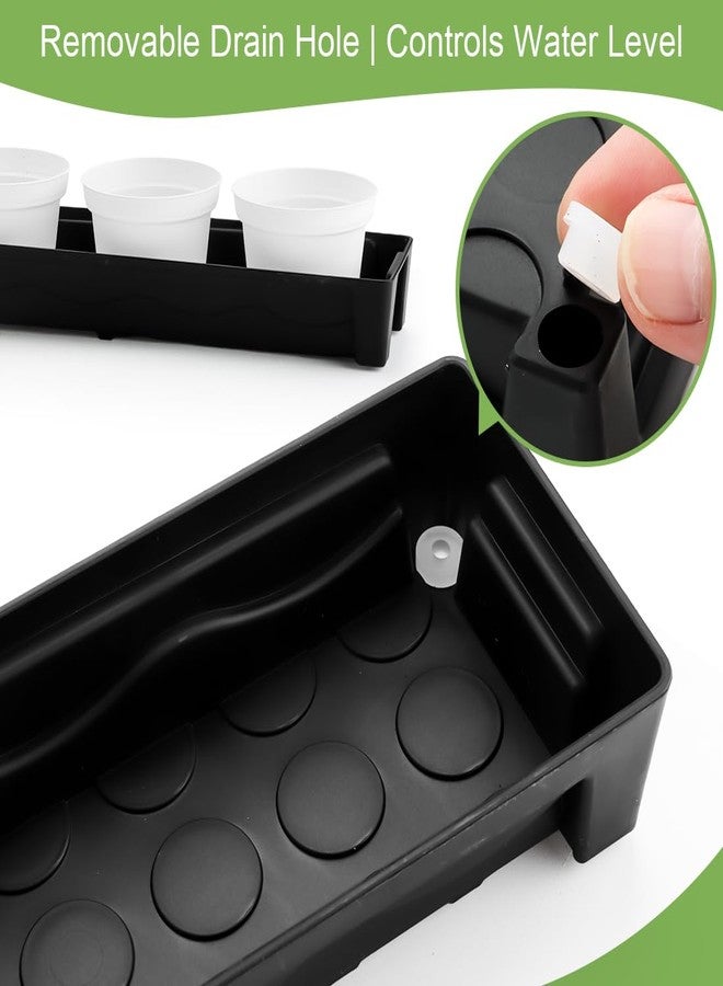 RooTrimmer 5 Pack Plastic Plant Saucer (17"x3"x1.5"), Rectangular Window Sill Plant Pot Trays with Removable Drainage Hole, Thick Windowsill Saucer Tray for 2.8 inch (7CM) Flower Nursery Pots (Black) - Image 4