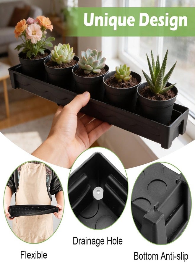RooTrimmer 5 Pack Plastic Plant Saucer (17"x3"x1.5"), Rectangular Window Sill Plant Pot Trays with Removable Drainage Hole, Thick Windowsill Saucer Tray for 2.8 inch (7CM) Flower Nursery Pots (Black) - Image 5