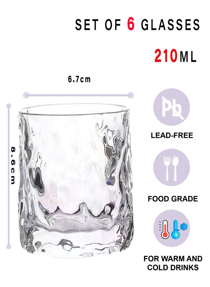 6-Piece Transparent 210Ml High Borosilicate Glass Coffee Cups – Texture Drinking Glasses For Coffee, Beverage & Daily Use - Image 2