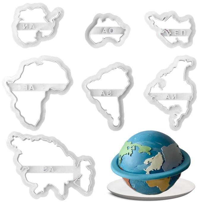 WORLD MAP SHAPE COOKIE CUTTERS SEVEN CONTINENTS SHAPE 3D PLASTIC BISCUIT MOULD 7PCS FONDANT CUTTERS CAKE CUTTERS FOR DECORATING PASTRY BAKING TOOLS