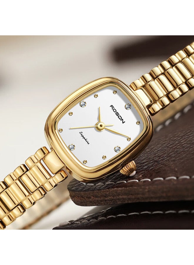 ROSDN Laoston Women's Vintage Small Gold Watch Luxury Minimalist Quartz Watch New Year Valentine's Birthday Gift - Image 2
