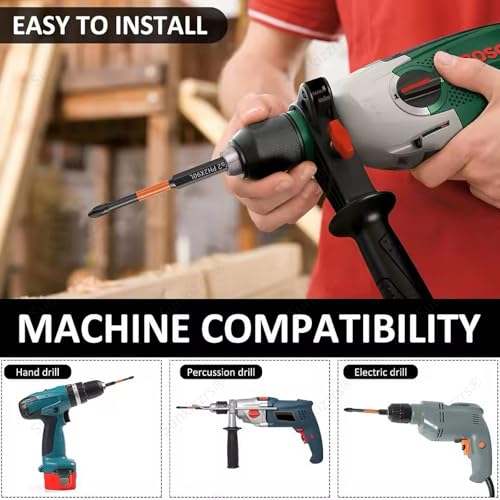 Sunkizzrs® 7-Pcs TS2 Alloy Steel Magnetic Phillips Screwdriver Drill Bits Set—PH2 Cross Screw Driver 1/4 Inch Hex Shank with Extension Rod Anti-Slip & WaterProof for Power & Impact Drivers - Image 5