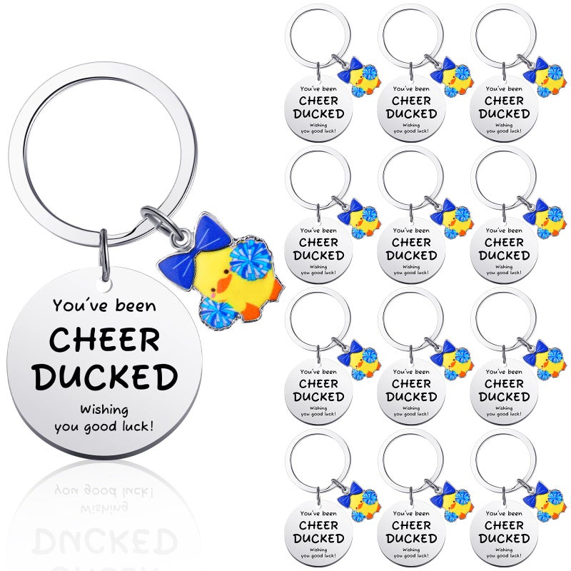 Nosiny 20 Pcs Cheer Gifts Bulk Duck Cheerleader Keychain Team Gift You've Been Cheer Duck Keychain for Team Cheerleader(Blue) - Image 1