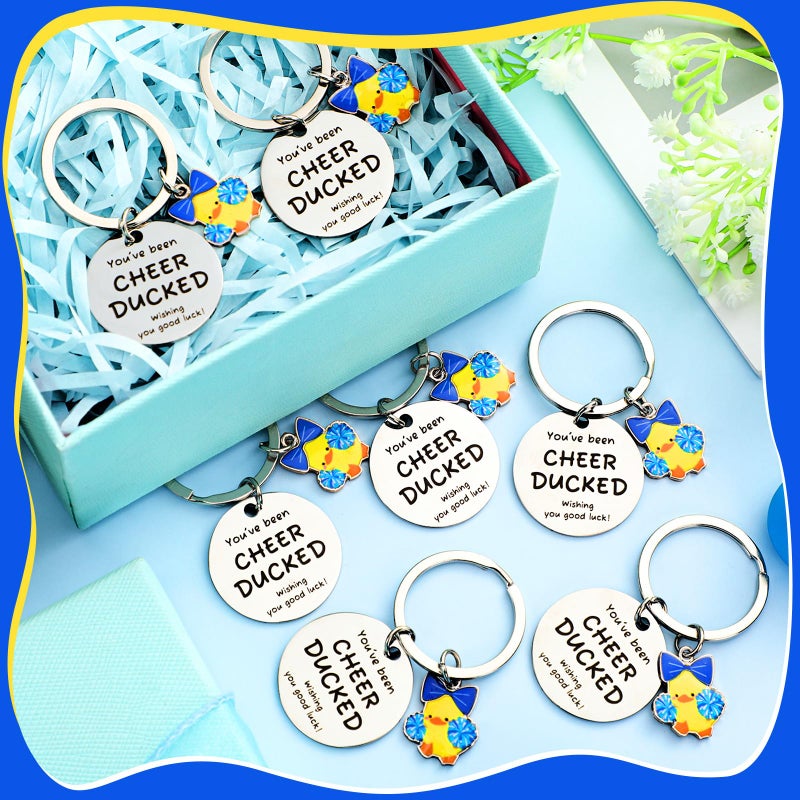 Nosiny 20 Pcs Cheer Gifts Bulk Duck Cheerleader Keychain Team Gift You've Been Cheer Duck Keychain for Team Cheerleader(Blue) - Image 4
