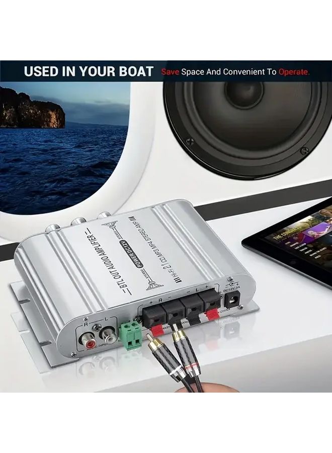 Silvery Digital Car Audio Amplifier Module With Equalizer Crossover Subwoofer Treble Bass Adjustment - Image 1