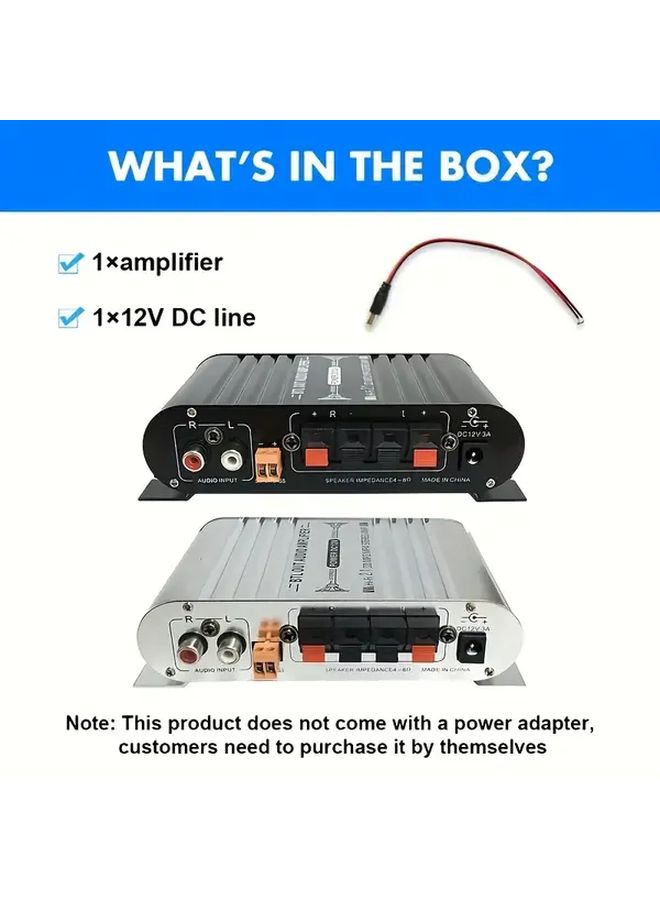Silvery Digital Car Audio Amplifier Module With Equalizer Crossover Subwoofer Treble Bass Adjustment - Image 4
