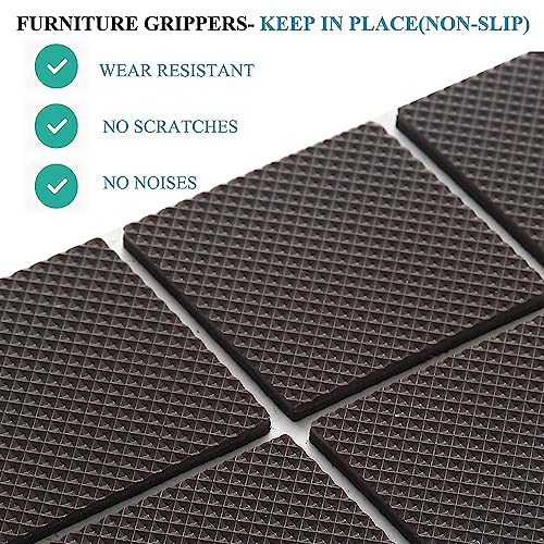 Fapiwen Non Slip Furniture Pads, Fapiwen Chair Leg Pads, 16pcs Self Adhesive Furniture Feet Grippers Pads Anti Scratches Reduce Noise Chair Pads for Hardwood Floors Protectors (Square) - Image 2