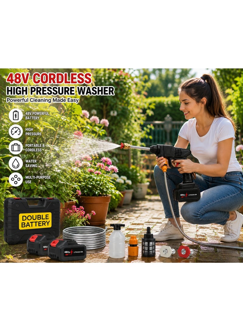 Cordless Portable High Pressure Washer  Electric Pressure Cleaner Machine Rechargeable Water Spray Gun for Car Washing, Garden & Home Cleaning - Image 3
