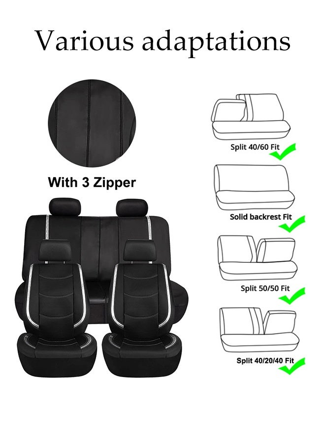 DUNISO 9 Pcs Car Seat Cover, Universal Fully Wrapped Seat Cushion, 5 Seats PVC Car Backrest Seat Cover, Wear Resistant And Anti Slip,Easy to Install， Suitable For All Seasons, Suitable for SUVs, Trucks, and Vans - Image 3