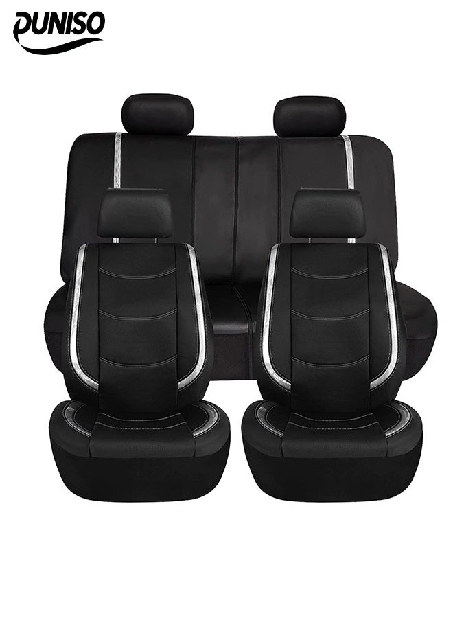 DUNISO 9 Pcs Car Seat Cover, Universal Fully Wrapped Seat Cushion, 5 Seats PVC Car Backrest Seat Cover, Wear Resistant And Anti Slip,Easy to Install， Suitable For All Seasons, Suitable for SUVs, Trucks, and Vans - Image 1