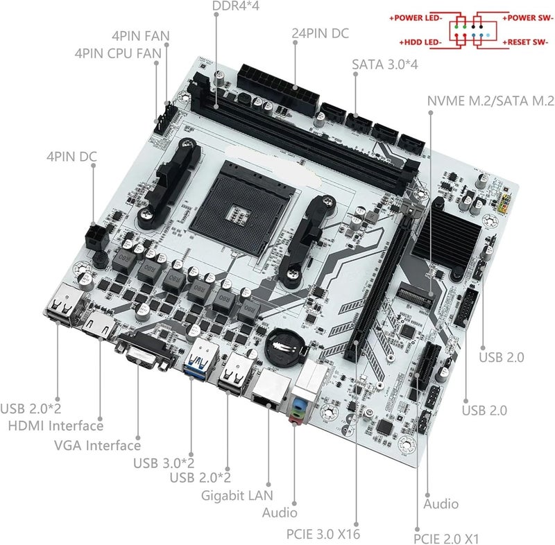 Compatible for Machinist B450 Motherboard, AM4 Socket Support Ryzen 5500 5600 5600G CPU, Dual Channel DDR4 M.2 NVME Desktop Mainboard - Image 2