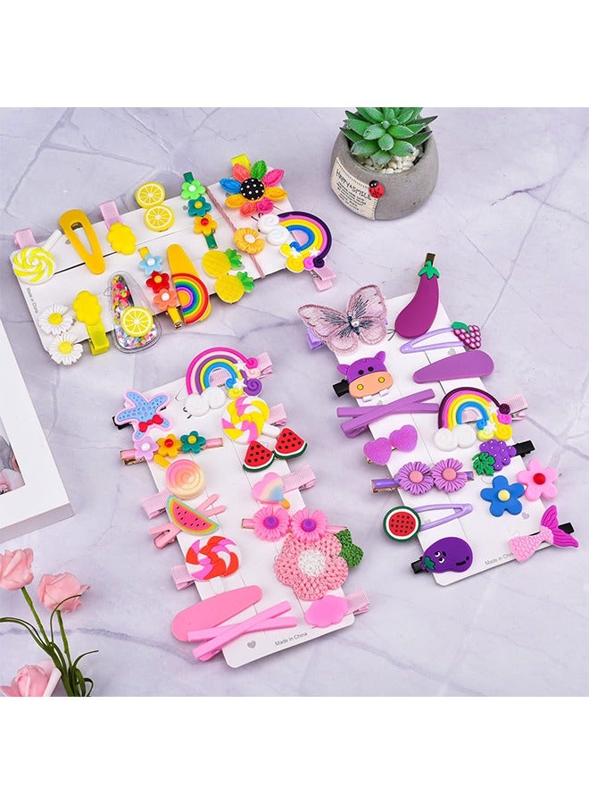 بوفان 42 قطعة من قصاصات شعر الأطفال،  اكسسوارات شعر للبنات ، دبابيس الشعر، إكسسوارات شعر الفتيات الصغيرات، قصاصات شعر مصفوفات شعر الأطفال، زهور ظريفة قوس قزح حلوى فاكهة فراشة - Image 2
